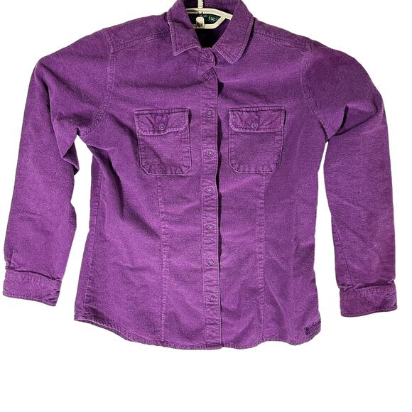 Woolrich Button Up Shirt Women Size M Purple Long Sleeve 100% Cotton Western - Picture 1 of 9